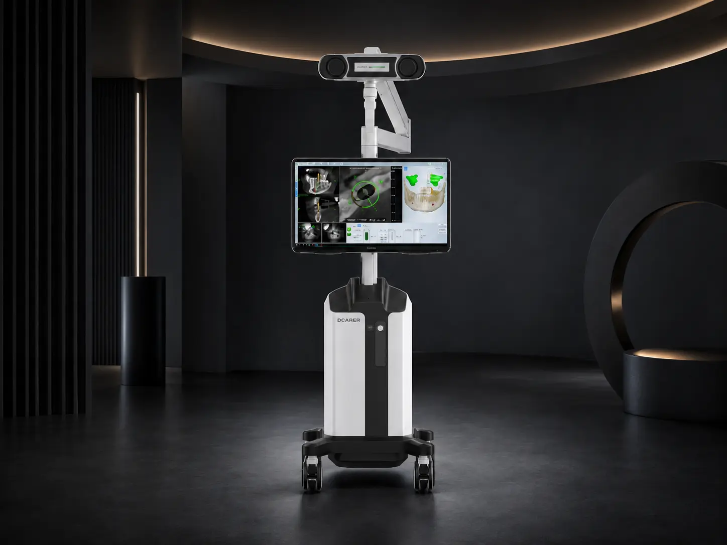 Digital implant planning displayed beside implant models