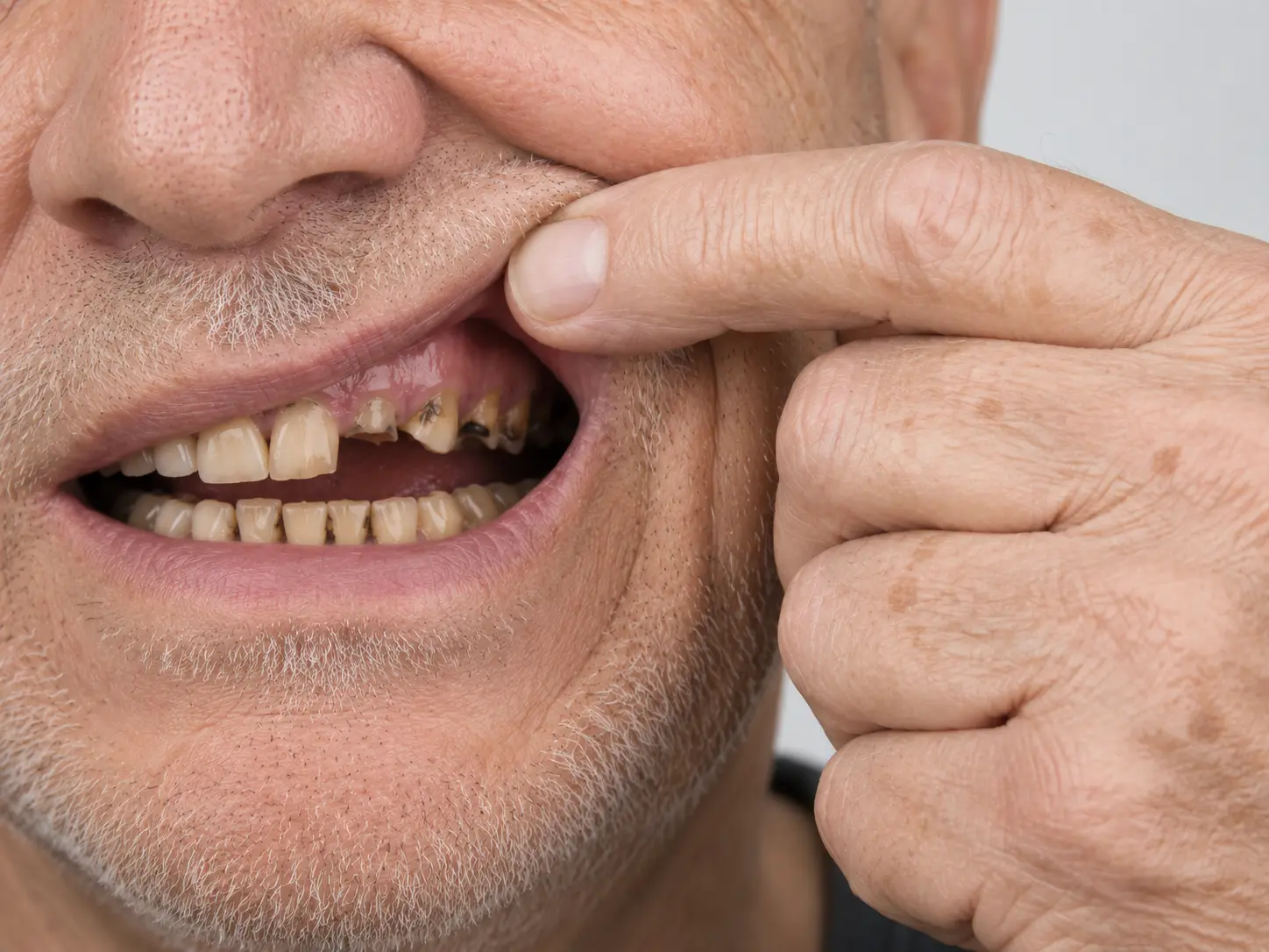 Failing or severely damaged teeth before full-arch implant planning