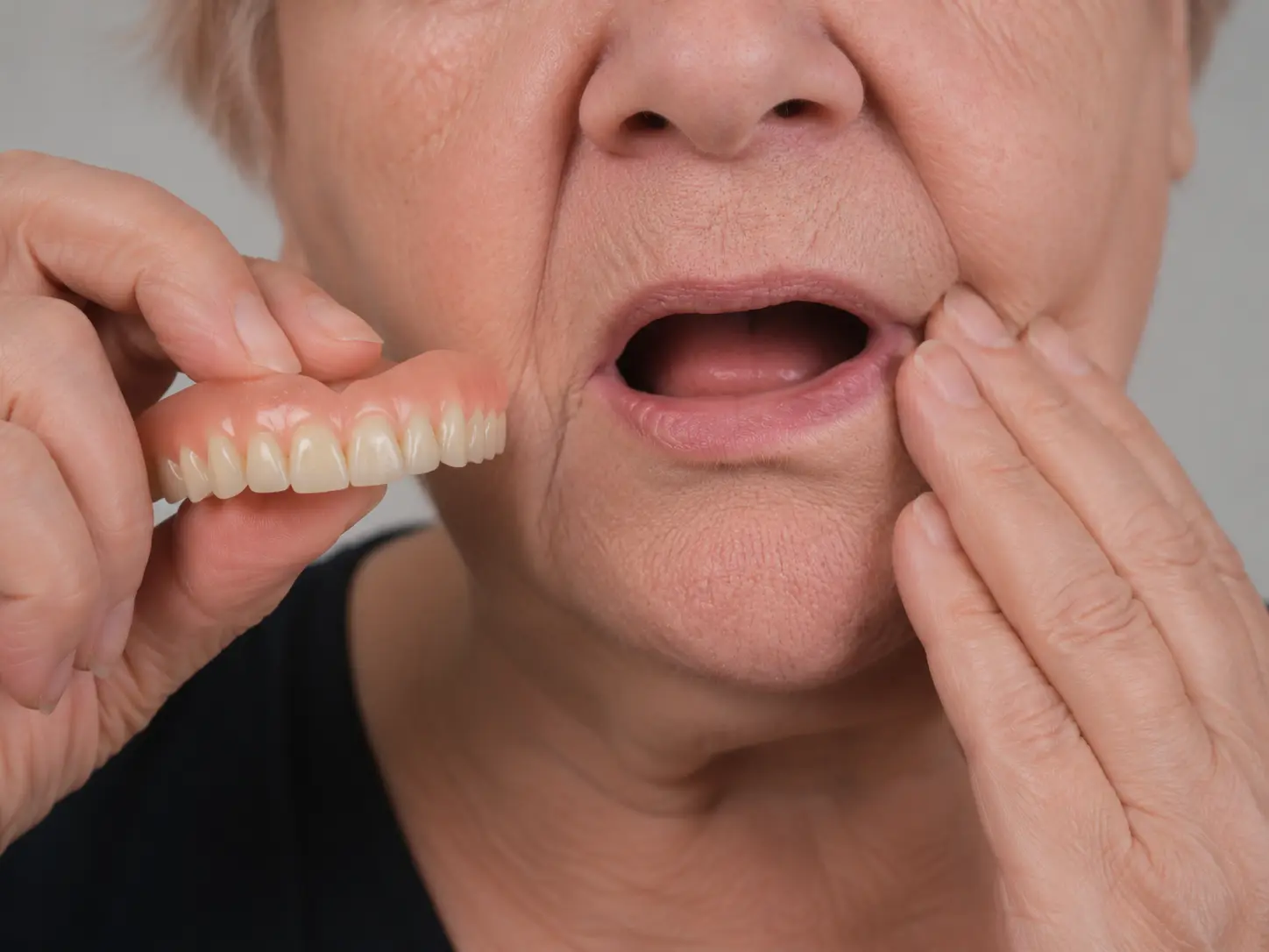 Loose or uncomfortable dentures considered for fixed full-arch implants